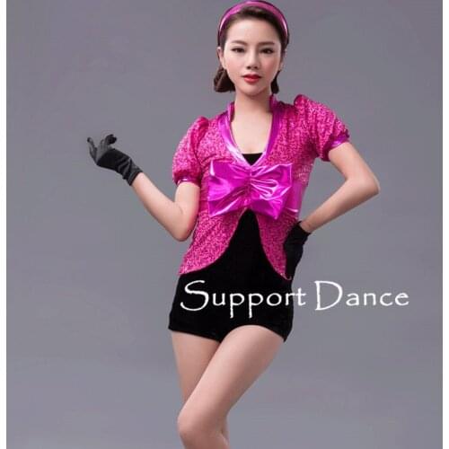 Girls Velvet Sequin Metallic Bow Latin Dress Women Short Sleeve Performance Costume Support Dance C280