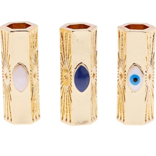 Lucky Eye Amour Star Life Wild Evil Eye Beads Tube Metal Brass Based Spacor Beads Bead Knotting Supplies Mens Bead