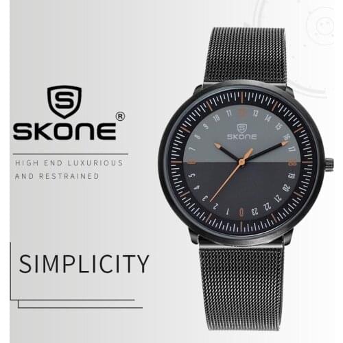 Skone Men Watches Mens Big Dial Designer Quartz Watch Male Wristwatch Luxury Top Brand Stainless steel relogio masculino reloj