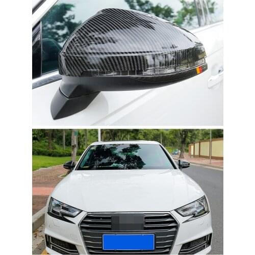 For Audi A4 A5 2017 Year - 2018 Year Carbon Fiber Pattern Or Sliver Rearview Mirror Holder Cover Case