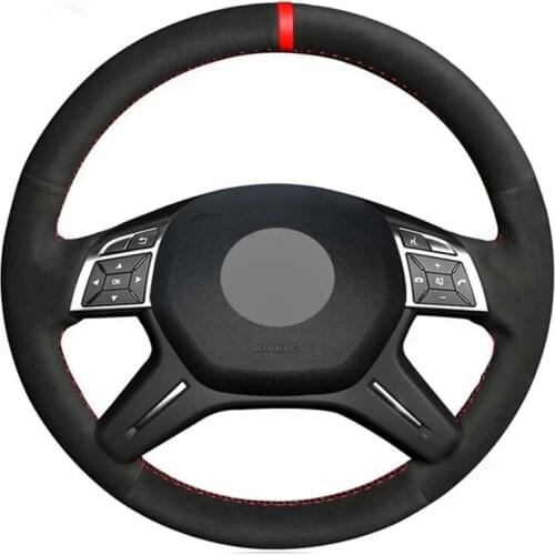 DIY Car Steering Wheel Cover Soft Black Suede For Mercedes Benz E-Class E400 GL350 500 550 ML320 350 400 500 550 2012-2015