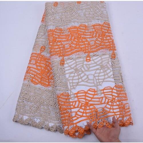 Latest African Cord Guipure Lace Fabric With Beads 2020 High Quality Water Soluble Cord Lace French Mesh For Christmas Party
