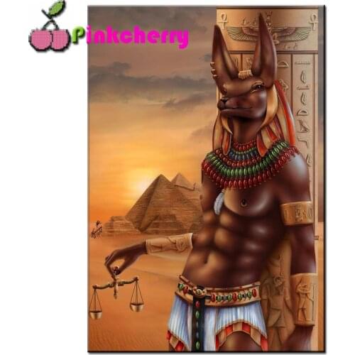 Egypt Anubis 5d Diy Diamond Painting 3d God Pattern Diamond Embroidery Round Mosaic Diamond Set Pyramid Symbols Decor,k45