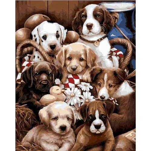 Gatyztory 60×75cm Frame Dogs DIY Painting By Numbers Animal Canvas Drawing Acrylic Paints Art Wall Decor Unique Gift Handpainted