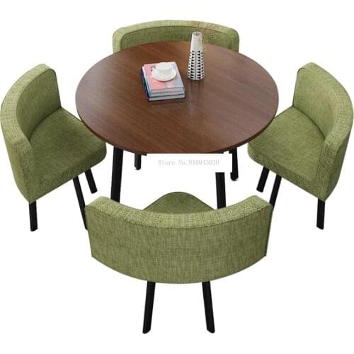 90CM 4 Person Coffee Table With chair Combination Negotiation Reception Table Set Drinking Shop Leisure Round/Square Tea Table