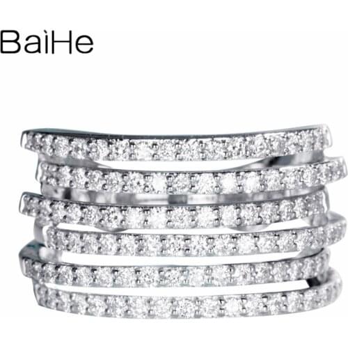 BAIHE Solid 14K White Gold 1ct H/SI-SI3 Diamonds Wedding Women Trendy Fine Jewelry Beautiful diamond Gift Ring