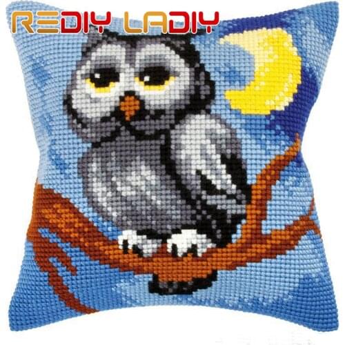 Cross Stitch Cushion Cover Moon Owls Animals Chunky Cross-Stitch Kits 100% Acrylic Yarn Pillow Case Home Decor Hobby & Crafts