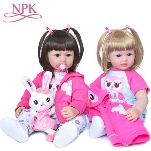 NPK 60 CM reborn toddler doll beautiful girl with brown and blond hair collectible toy doll