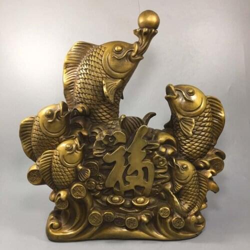 Copper Money Fish year year Have More than fish Brass Home Opening Gift Lucky Feng Shui Fish Decoration