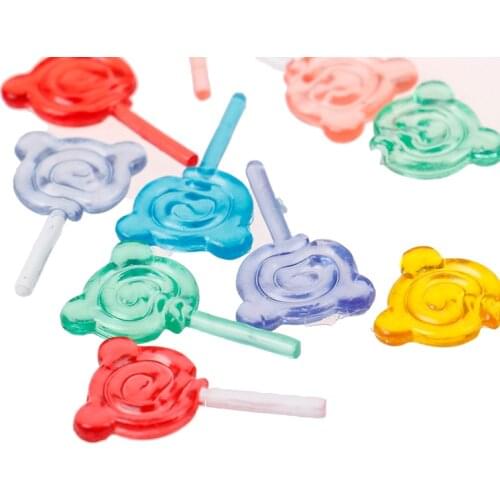 6Pcs Dollhouse Miniature Cartoon Bear Shape Lollipop Simulation For Dollhouse Miniature Toy Doll Mini Resin