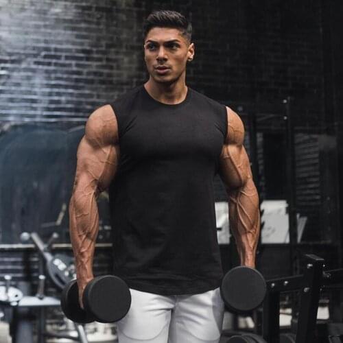 Brand Bodybuilding Stringer Tank Top Men Fitness Singlets Plain Cotton Sleeveless Tshirt Workout Sportwear Slim Fit Gym Clothing