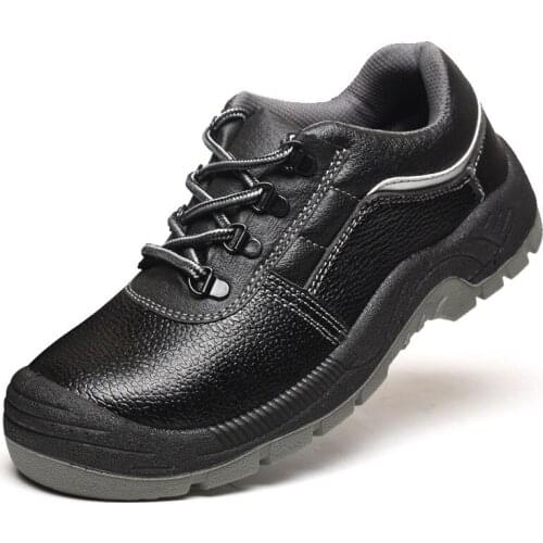 Mens casual steel toe caps working safety shoes black genuine leather tooling shoe platform security boots protective footwear