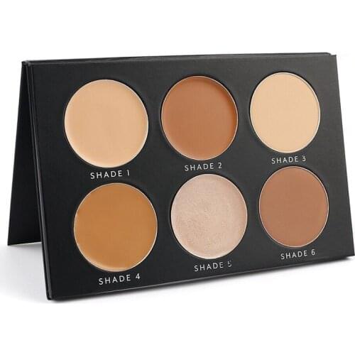 Makeup 6 Shades Mixed Kit Highlight Concealer Shadow Setting Sculpting Cream Powder Palette Pigment Long Lasting Private Label