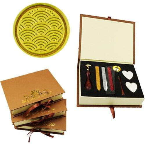 Water Wave Wax Seal Stamp Set Vintage Classical Wax Stamp Kit for Cards Envelopes Invitations Wine Packages