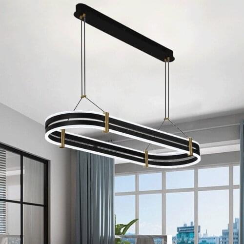 New ring/rectangular rounded/long strip LED chandelier Living room dining room study bedroom lamp Commercial decorative lighting