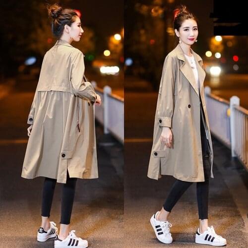 Spring and autumn 2021 new womens jackets are popular, loose Korean casual, thin and thin womens mid-length trench coats