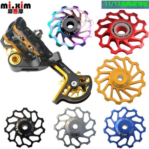 New MTB Road Bike Ceramic Pulley Aluminum Alloy Rear Derailleur 11T 12T13T Guide Cycling Ceramics Bearing Jockey Wheel