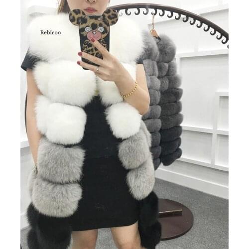 Faux Fur Jackets Sleeveless for Women Winter Long Fake Fox Fur Vest Plus Size Fashion Thick Warm Plush Jacket Overcoat Female