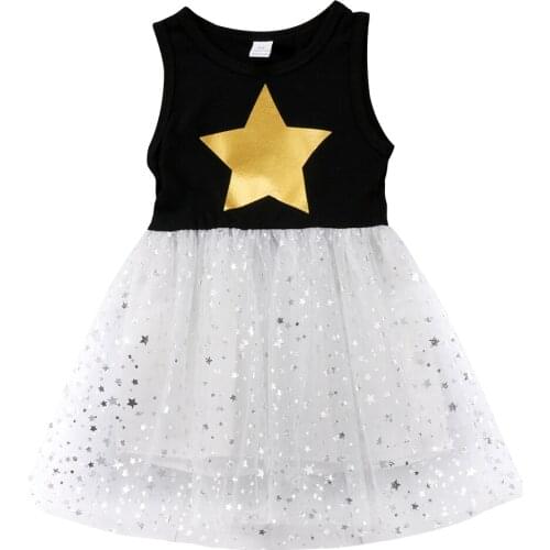 Citgeett Baby Girls Sequins Princess Dress Sleeveless Kids Party Wedding Star Pageant Tulle Cute Summer Tutu Dresses