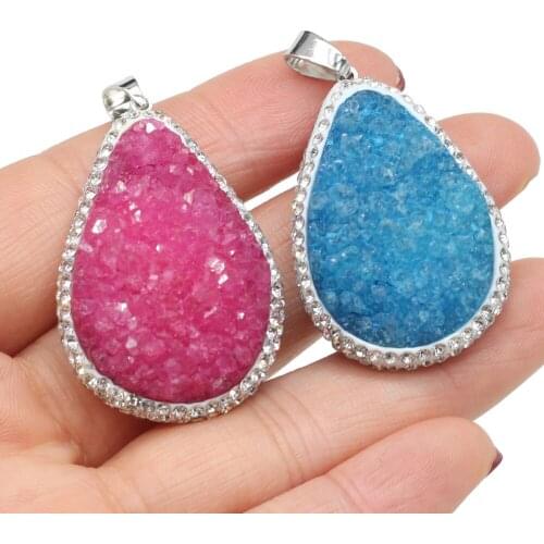 Natural Stone Pendants Drop Shape Set Diamond Exquisite Crystal Charms For Jewelry Making DIY Bracelet Necklace Accessories