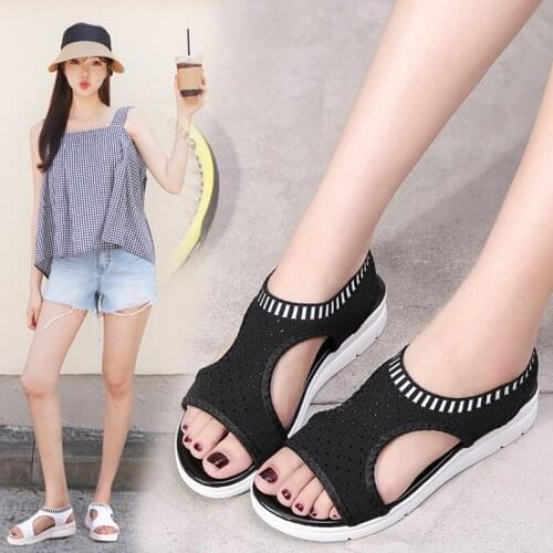Women Sandals Fashion Breathable Comfort Shopping Ladies Sandals Summer Shoes Wedge Black White Sandal Shoes