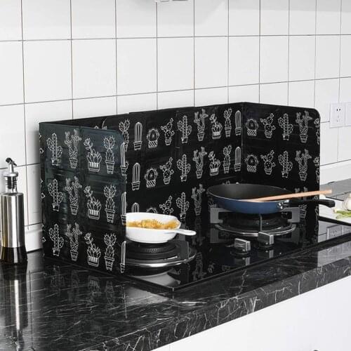 New 1Pc Cactus Pattern Aluminum Foil Foldable Gas Stove Kitchen Oil Splash Proof Baffle Plate Easy to Use