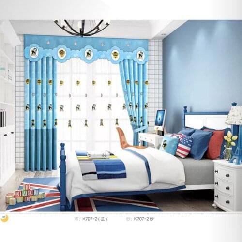Modern and Simple New Cotton Cartoon Children Embroidered Soft and Light Luxury Curtains Curtains for Living Dining Room Bedroom