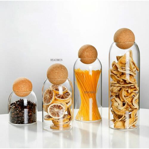 Ball cork lead-free glass jar with lid bottle storage tank sealed tea cans cereals transparent storage jars coffee contains