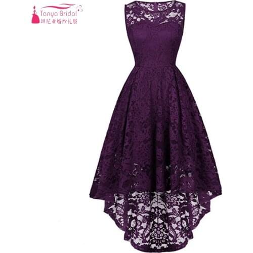 TANYA BRIDAL High-Low Lace Bridesmaid Dresses Sleeveless Formal Wedding Party Dress full colour vestido de noiva JQ355