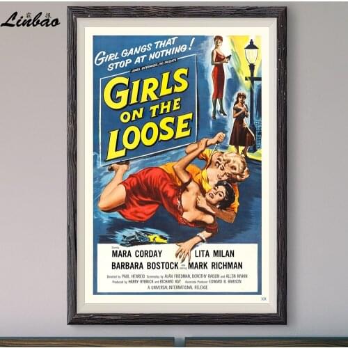 V246 1958 Girls on the Loose! Vintage Classic Movie Print Silk Poster Home Deco Wall Art Gift
