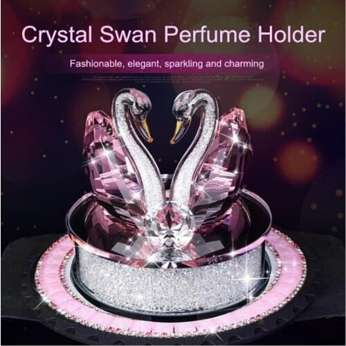 High end valentines day gift car interior decorations creative crystal double swan perfume seat holder