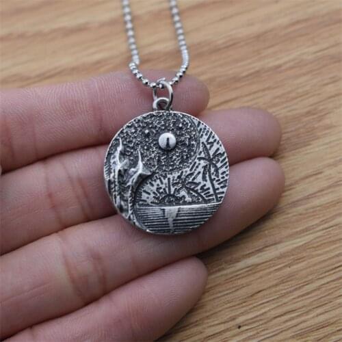 Sun Moon Forest Necklace Engraved Natural Scenery Wanderlust Jewelry