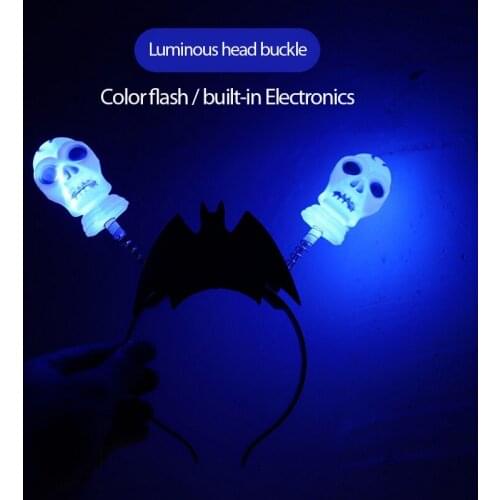 1pc Halloween Skull Pumpkin Luminous Headband Colorful Costume Props Pumpkin Glittering Head Hoop Halloween Decoration Supplies