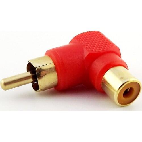 1pcs red/black Gold Plated RCA Male Plug to RCA Female Jack Right Angle AV Audio Adapter