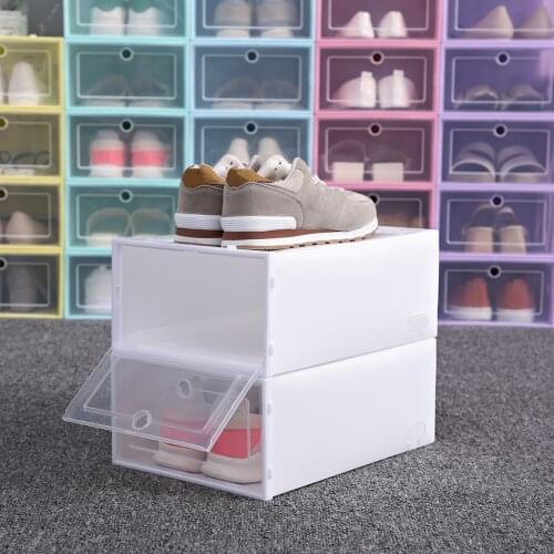 1PC Foldable Clear Shoes Storage Box Plastic Stackable Shoe Organizer Stackable Storage Stacking Space Saving Master sneakers