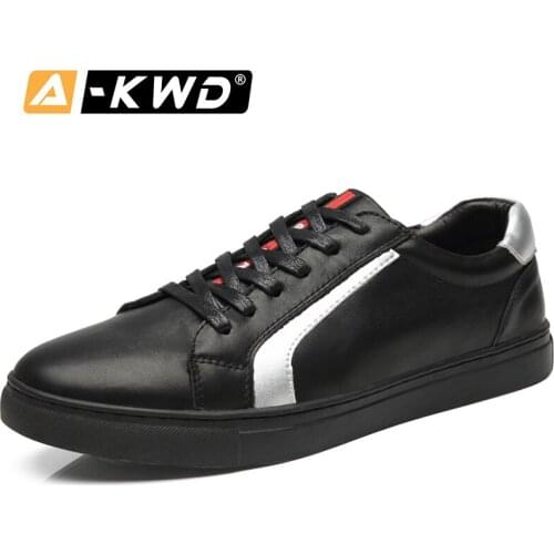 2019 Fashion White Sneakers Shoes Men Black Light Mens Leather Shoes Lace-up Luxury Men Shoes Four Season Sport Shoes Men Flats