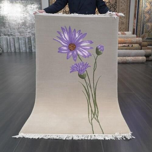 YILONG 3'x4.7' Purple Flower Hand knotted Wool Carpet Chinese Art Deco Porch Rug (TJ2018039S)