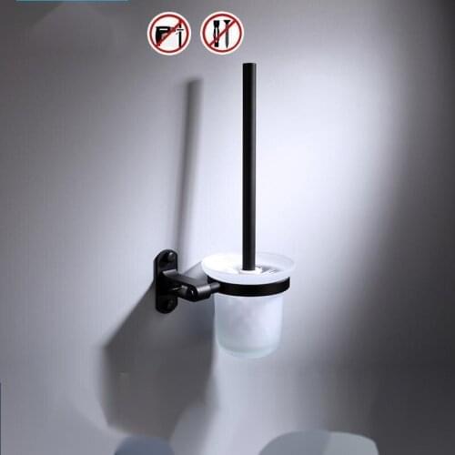 Bathroom Accessories Wall Mounted Black Space Aluminum Bathroom Toilet Brush Holder Bathroom Accessories Toilet Brush Holders