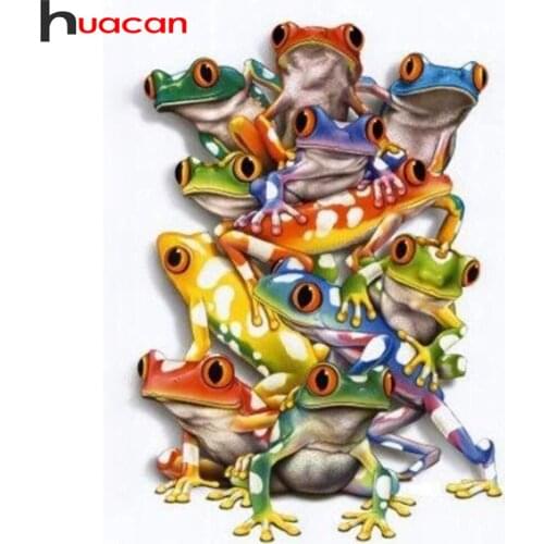 Huacan 5d Diy Diamond Painting Frog House Decoration Mosaic Embroidery Animal Cross Stitch Diamond Art