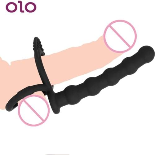 OLO Wearing five-bead Anal Plug Prostate Massage Silicone Cock Ring G Spot Anal Plug Butt Plug Sex Toys for Men Couples