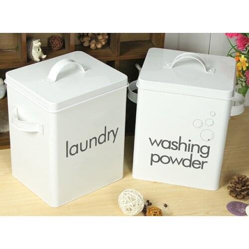 White Pink Laundry Powder Storage Box for Home Bathroom Decoration Kitchen Rice Food Bucket with Spoon Flour Container