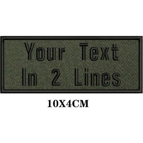 Army green background 10X4cm Embroidery Custom Name Text Patch Stripes badge Iron On Or Sew On Or Velcro Backing Patches