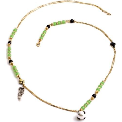Bulk Price Necklace Multilayer Green Long Crystals Beads Gold Color Chain For Women Classical Vintage Accessory