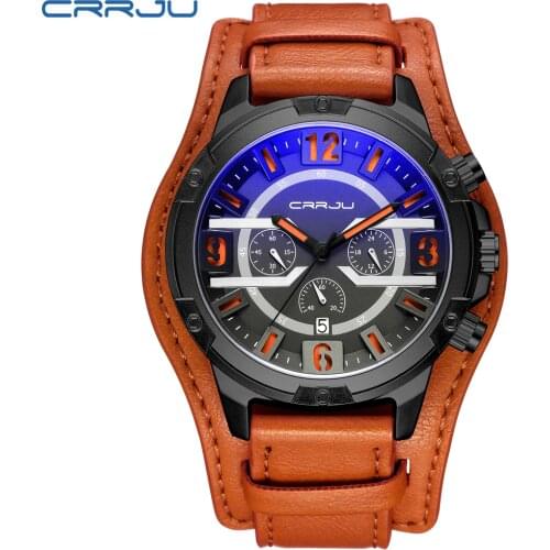 CRRJU 2018 New Top Brand Luxury Mens Leather Strap Watch Waterproof Casual Quartz Wristwatch For Men relogio masculino