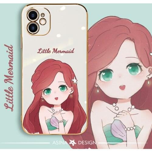 ASINA Electroplated Soft Case For iPhone 11 12 Pro XR XS Max Soft Cartoon Cover For iPhone 6 7 8 Plus Fundas Capa Cola Girl