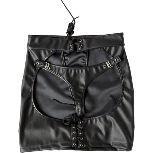 Porn Mini Skirt Sexy Lingerie Black Leather Panties Panty Latex Dress Fetish PVC Erotic Sexy G Strings for Women Bdsm Bondage