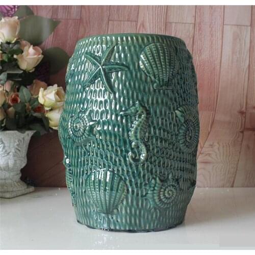 Euro-mediterranean Style Ceramic Stool Shoes Dressing Model Room stool Bedroom Living Room Furnishing Household porcelain stool