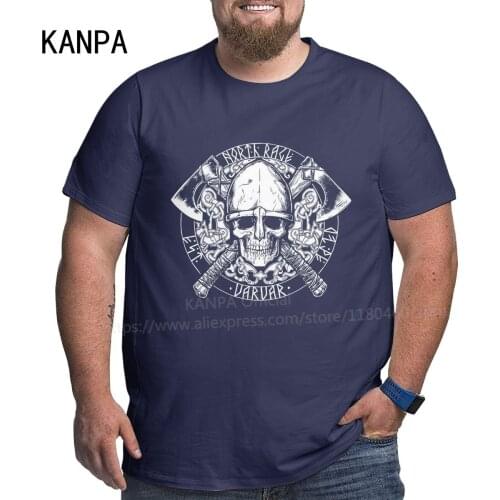 KANPA Viking Graphic Mens Cotton Oversized T Shirts Big Tall Man T-shirt Father Summer Plus Size Tops 6XL 5XL Tee Shirt