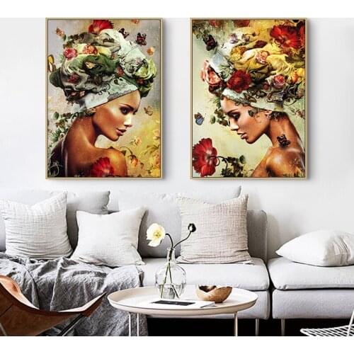 Yellow Woman Head Art Prints and Posters, Canvas Wall Paintings, Art Pictures for Living Room Decor (Unframed)