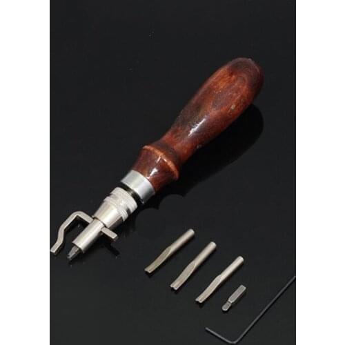 5 in 1 Groovers tool for leather wooden handle / steel groove knife Leather Edge skin tool leather stitching leather craft tool